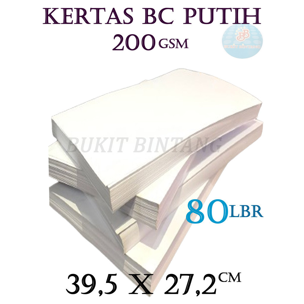 

Karton Manilla / Kertas Bc ( Brief Card ) Putih 200 Gsm Ukuran 39,5 x 27,2 Cm , Isi 80 Lembar