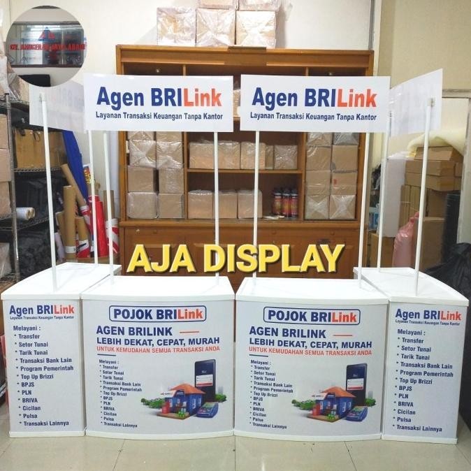Event Desk Brilink Meja Promosi Khusus Cetak Stiker Logo Brilink