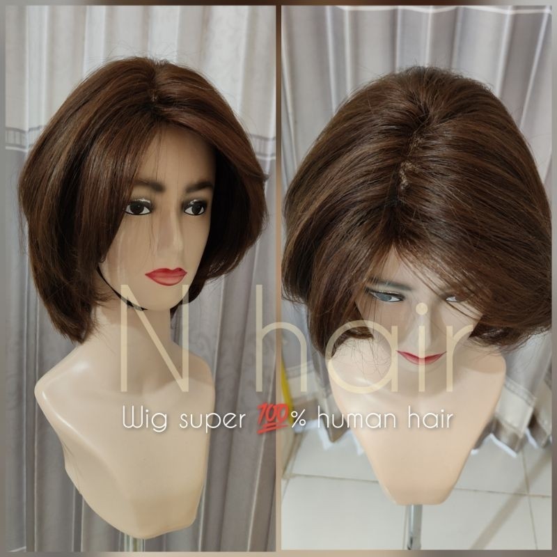 WIG PREMIUM RAMBUT ASLI. 100% human hair bob pendek full layer
