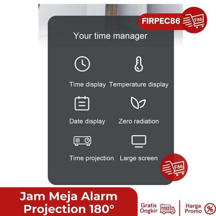 

jam Meja Unik Proyektor Desk Clock LED Digital Alarm Projection 180 KS