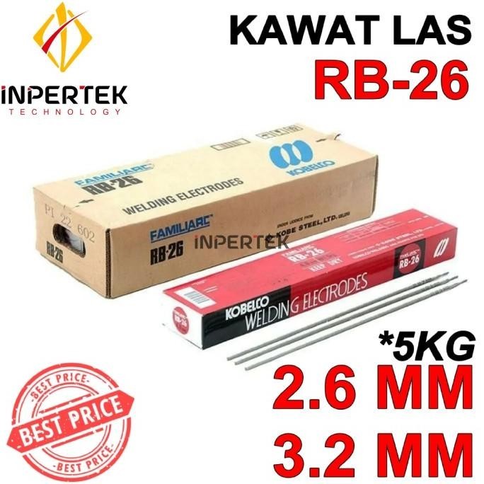 Kawat Las Rb26 2.6Mm 3.2Mm Kobelco 5Kg Elektroda Rb 26 Welding Listrik