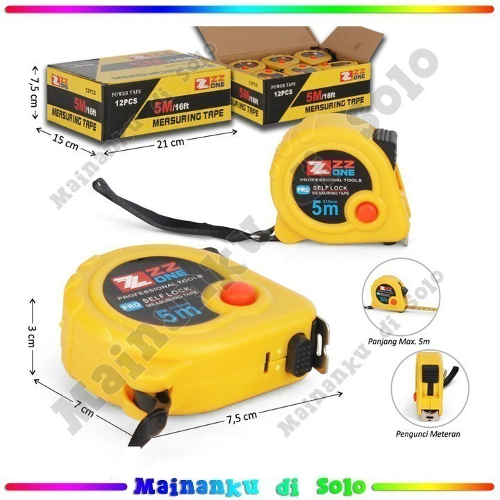 [Mainanku] Meteran Alat Pengukur Meteran 5 / 7,5 m ZZ One