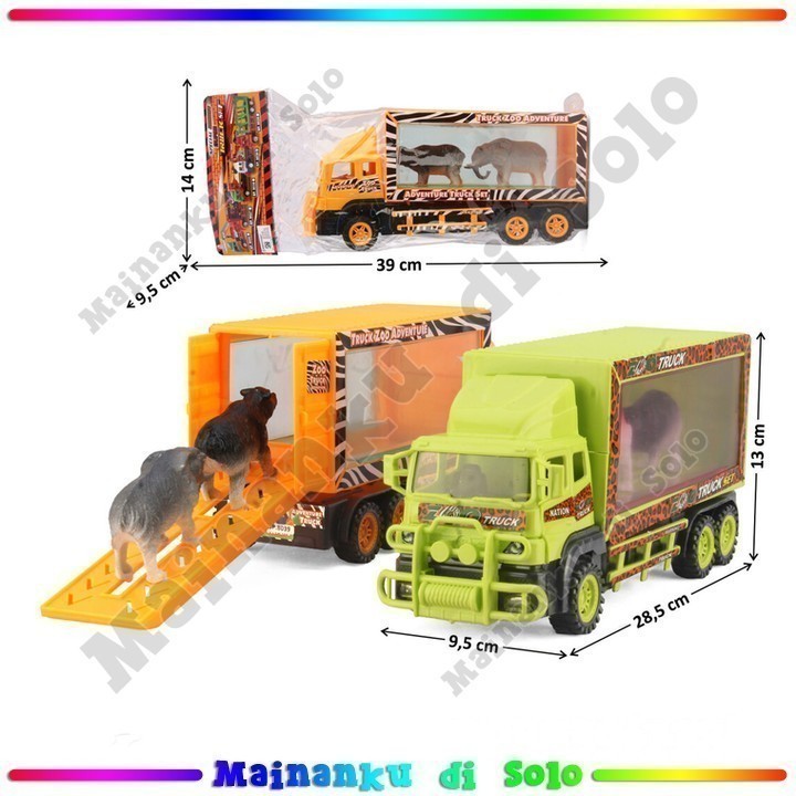 [Mainanku] Mainan Anak Truk Box Muat 2 Animal Friction Truck Set - BP8039