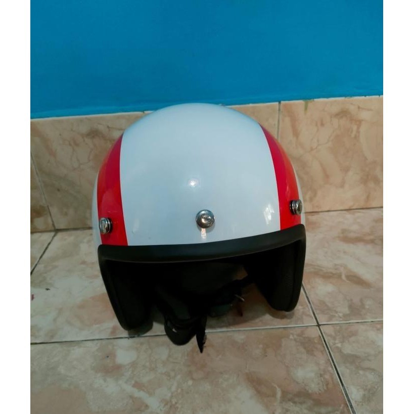 HELM HELMET ORI ORIGINAL VESPA NATION ITALY HALF FACE WHITE PUTIH