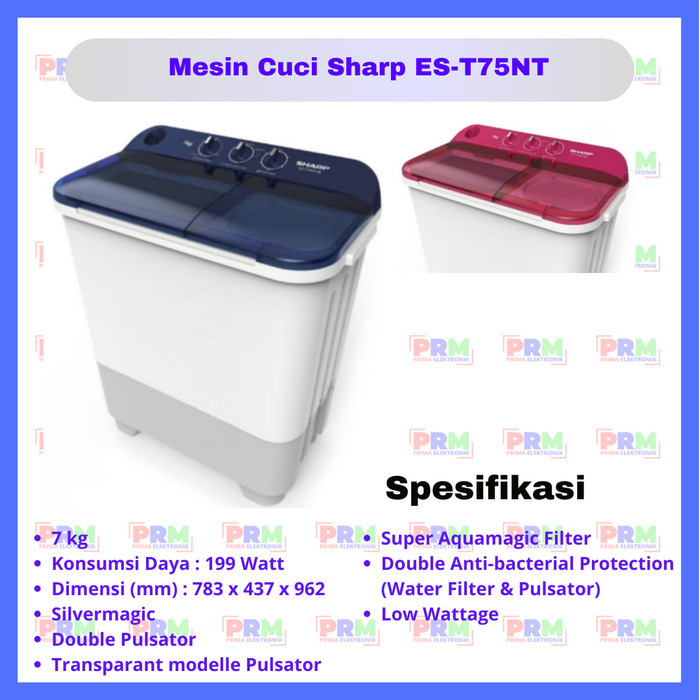 Mesin Cuci Sharp 7 Kg EST 75 NT PureMagic