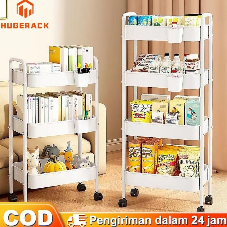 Rak Troli Putih Rak Troli Susun Serbaguna Rak Salon Rak Susun 5 tingkat Rak Penyimpanan Dapur Dengan
