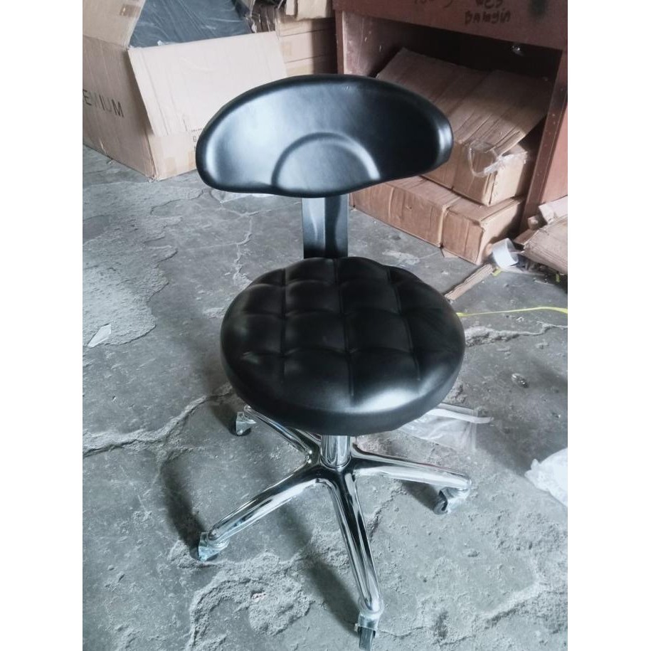 Kursi Bulat Roda Bar stool Salon Lab Drum Hidrolik Kaki Besi