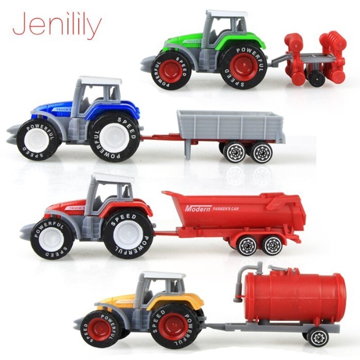 Fhare 4 Pcs Set Diecast Farm Vehicles Mini Car Model Engineering Truck Tractor Tractor Toys Kids