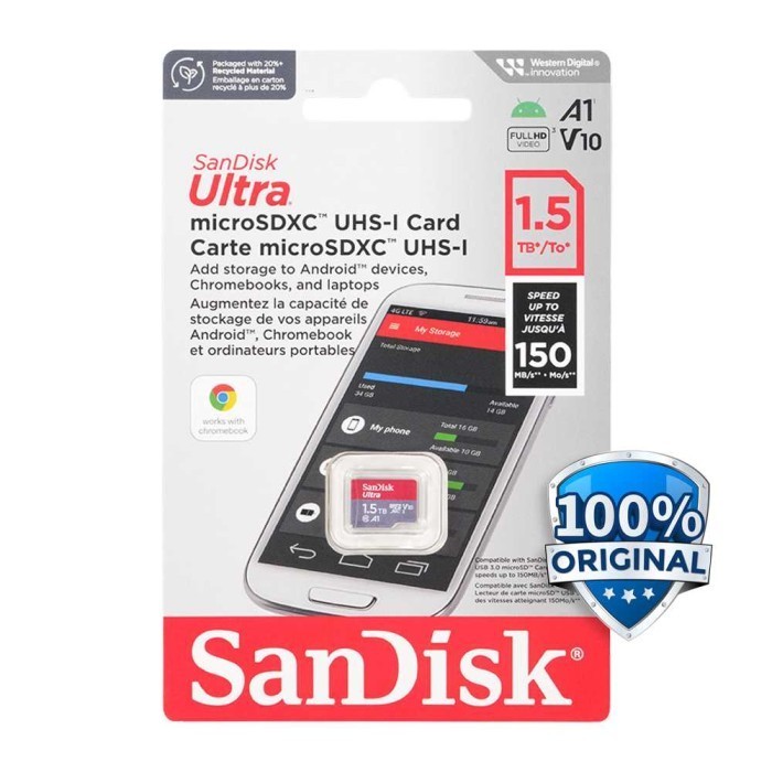 Micro Sd 1.5Tb Sandisk Ultra Original Memory Card 1.5 Tb Microsd 1,5Tb Ori 150 Mb/S 1,5 Hp Mini