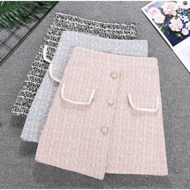 Rok Tweed Premium Rok Mini Rok Pendek HighWaist
