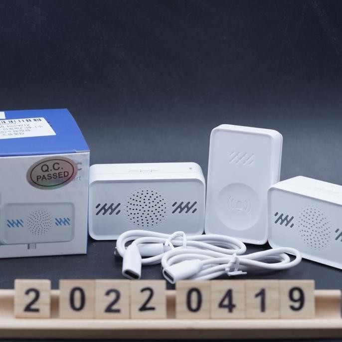 Bel Pintu Rumah Remote C Smart White Wireless Waterproof Doorbell 1X Remote 2X Receiver Wireless Sel