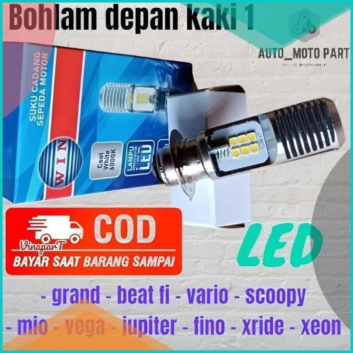 bohlam lampu depan led putih grand beat vario scoopy mio jupiter win 8