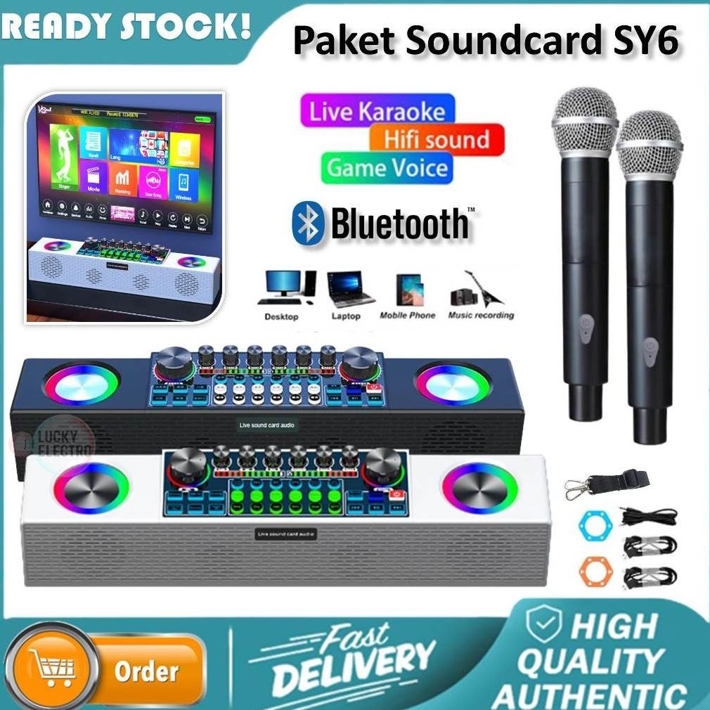 CR - SOUNDCARD SY6 SPEAKER all-in-one Bluetooth soundcard with wireless 2microphone with external sp