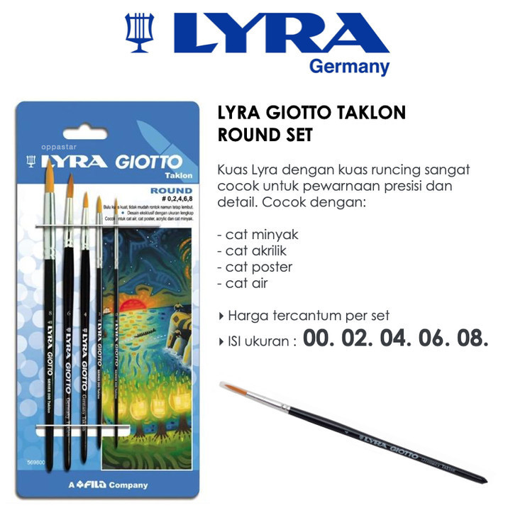

Lyra Brush Art Round Set 5 Pcs Kuas Original