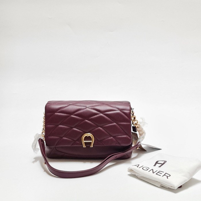 TAS WANITA AIGNER MAGGIE CROSSBODY SHOULDER BAG BURGUNDY ORIGINAL