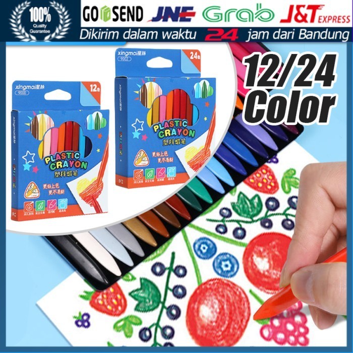 

Ready oke] 24 Warna Crayon Lab Triangular Non Toxic Anti Kotor / Patah / Air