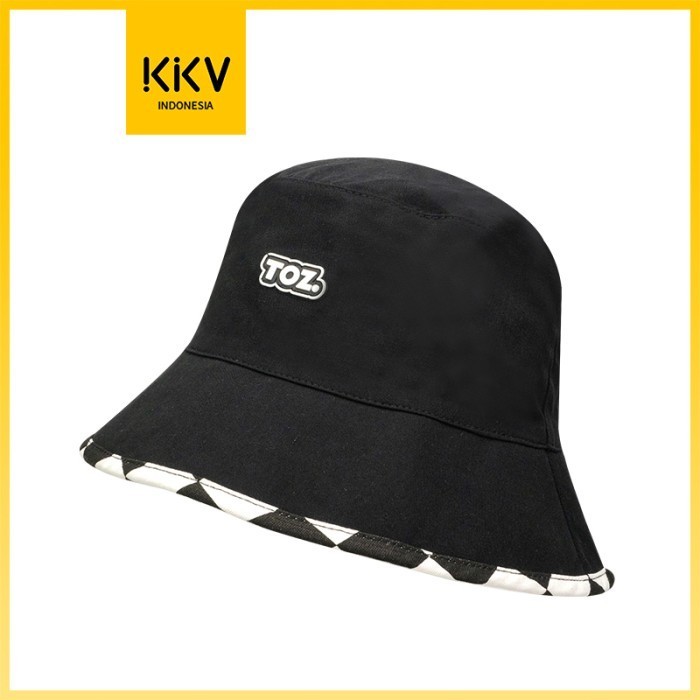 Kkv Black Double Sided Fisherman Hat Topi Bucket Hat 2 Sisi
