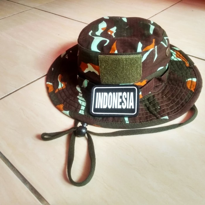 Topi Rimba Tactical Velcro Loreng Brimob Free Patch