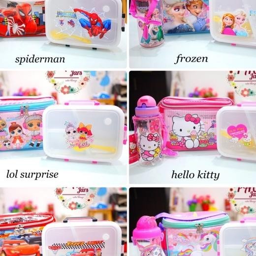Set Bekal Hello Kitty / Tempat Makan Lol / Tempat Makan Anak Frozen