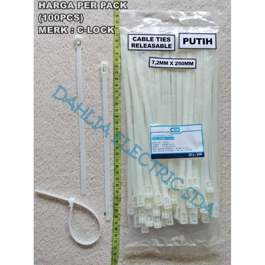 

hanya disini] CABLE Ties RELEASABLE 7,2MM X 250MM C-LOCK PUTIH 1 PACK