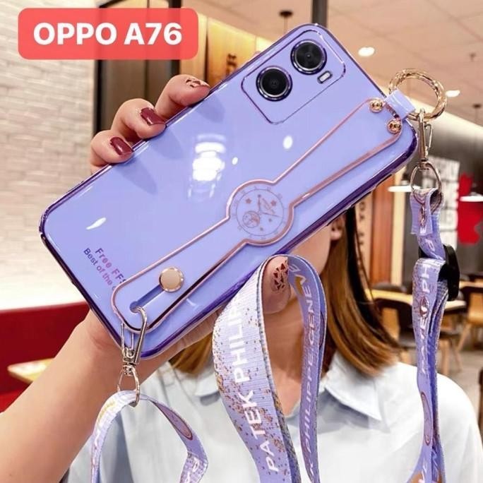 OPPO A76 / A96 TALI SLEMPANG SOFT CASE PLATING STRAP CASING SILIKON HP