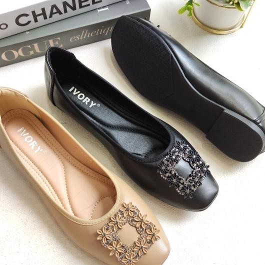 Ivory Sepatu Wanita Flat Ukuran Besar Jumbo 41 42 43 44 B696-27