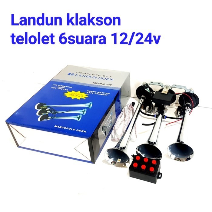 KLAKSON TELOLET 3 CORONG 6 SUARA 6 TOMBOL MARCOPOLO HORN TECH 12V 24V