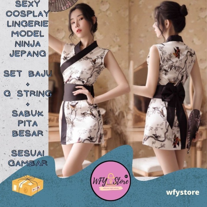 BOOM SALE Sexy Lingerie Cosplay Ninja Jepang Set Baju + G String + Sabuk Pita