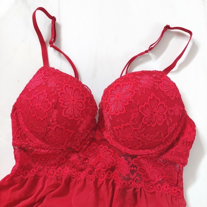 TERBAIK H&M RED LINGERI PUSH UP DRESS TIDUR SEXY (victoria secret lasenza hm
