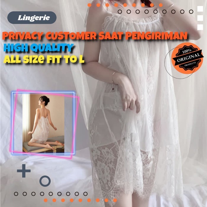 TERJAMIN Lengerie Baju Tidur Wanita Sexy Baju Dinas Malam