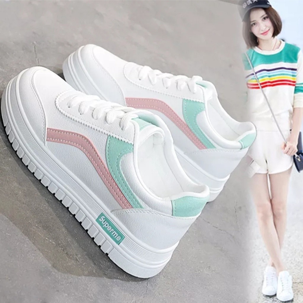 Sepatu Wanita Dewasa 2024 Sneakers Korean Style Hitam&Putih Sneakres Sekolah Perempuan Sneaker Olahr