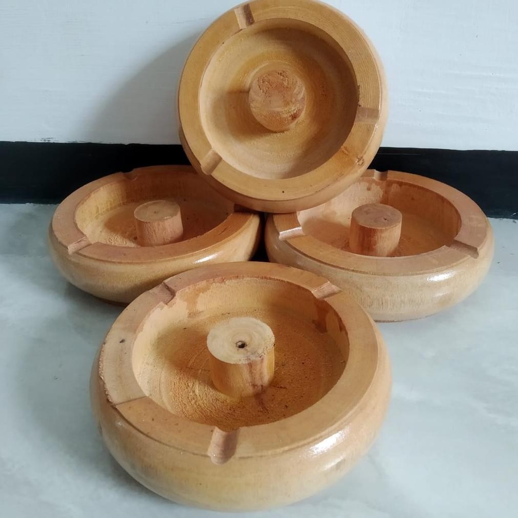 Asbak Kayu Mahoni Polos Warna Natural