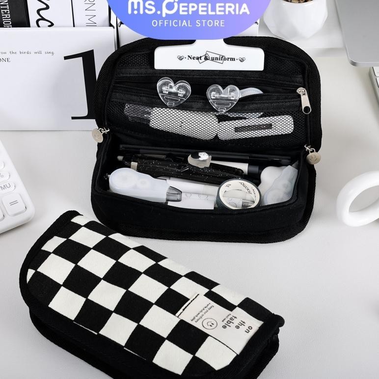 

COD tempat pensil /derhana kotak pensil/ins nilai tinggi kotak hitam dan putih sederhana tas pensil-Ms.Pepeleria ukd-