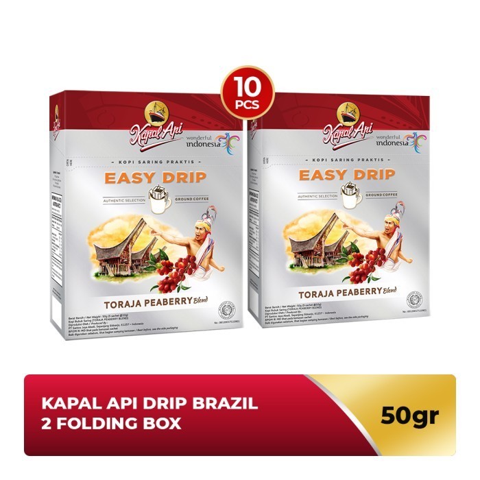 

Kapal Api Drip Toraja Peaberry 2 Folding Box (5 X 10 Gr)