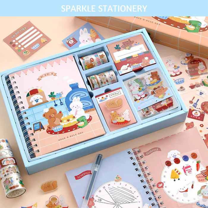 

Diary Set 81 Items Notebook Washi Tape Sticker Deco Paper Gift Box