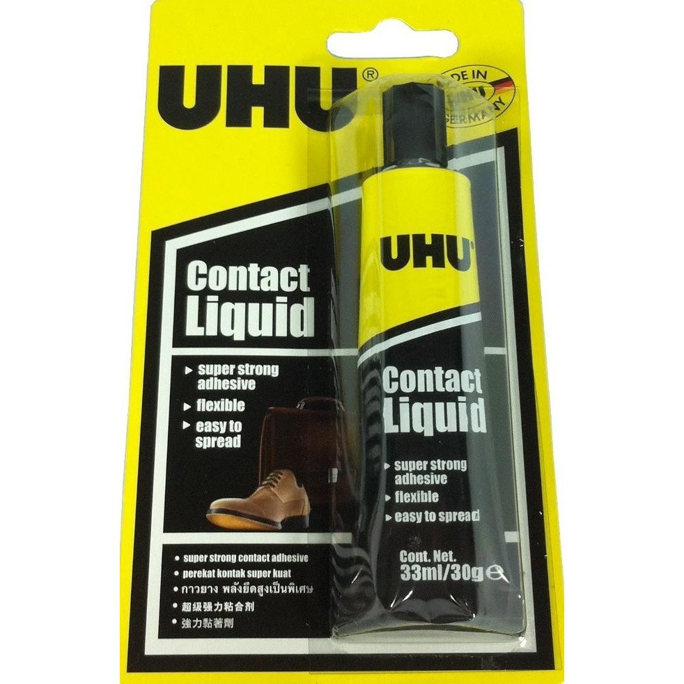 

UHU Lem Sepatu 33ml Contact Liquid Shoes Glue Karet Kulit Kain