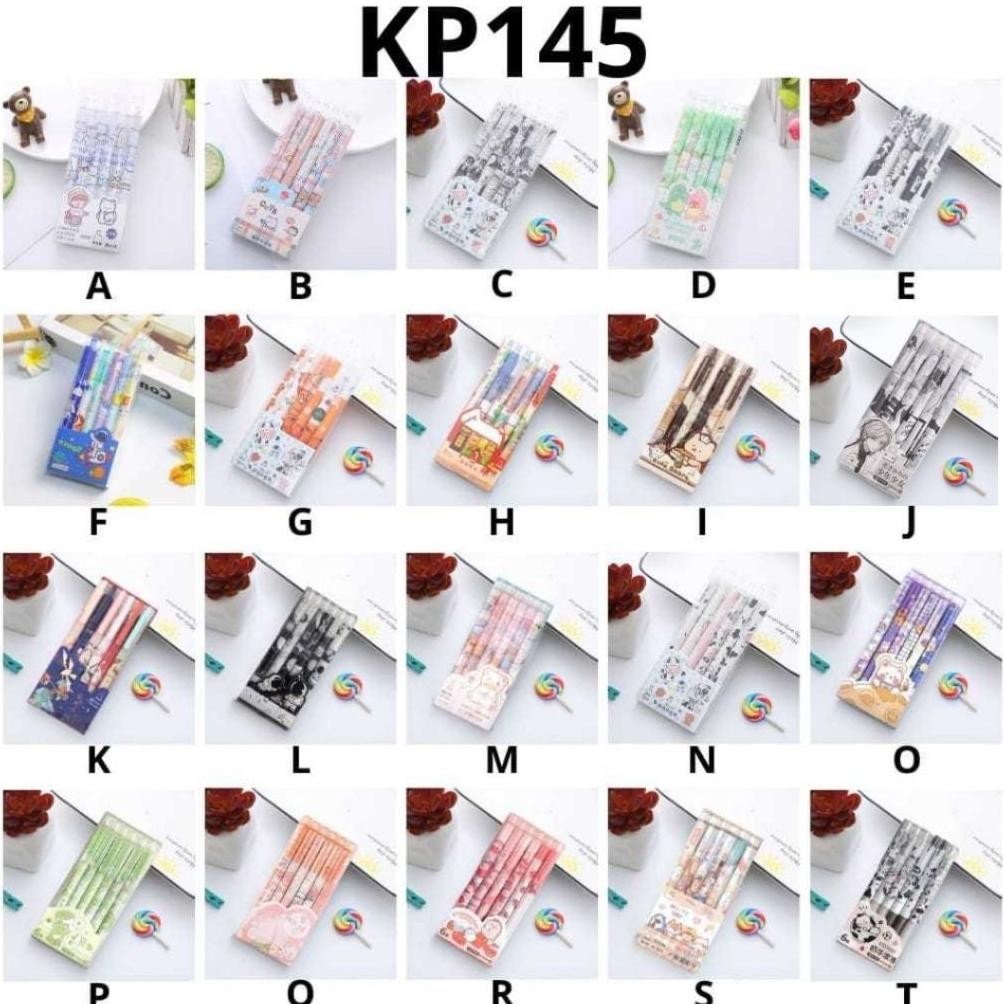 

fn-56 KP145 - 1 SET BERISI 6 PULPEN GEL KARTUN/PENA GEL MEKANIK POLA LUCU(0.55MMHITAM) Murah