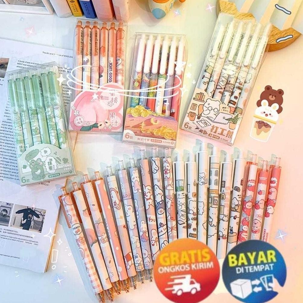 

RHH-1823 GOKIDO - KP145 1 SET BERISI 6 PULPEN GEL KARTUN/PENA GEL MEKANIK POLA LUCU(0.55MMHITAM) Berkualitas