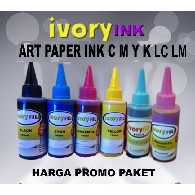 

paket tinta art paper artpaper 6 warna CMYK LC LM grade A anti luntur