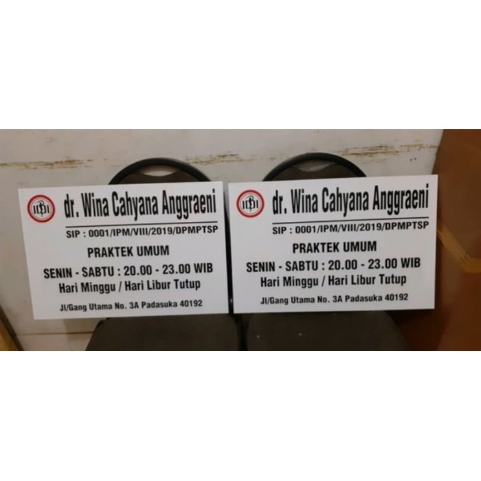 

Plang Nama Apotik Atau Praktek Dokter Outdoor 60 x 40 x 2 sisi Murah
