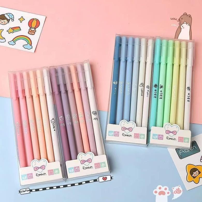 

fth-56 Pena gel estetika Morandi 0.5mm/6 pena gel Pena cair seri Morandi Berkualitas