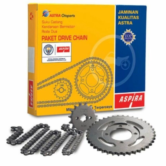 TERJAMIN GEAR SET GIR SET+RANTAI ASPIRA KPH MOTOR HONDA SUPRA X 125 FI KARISMA