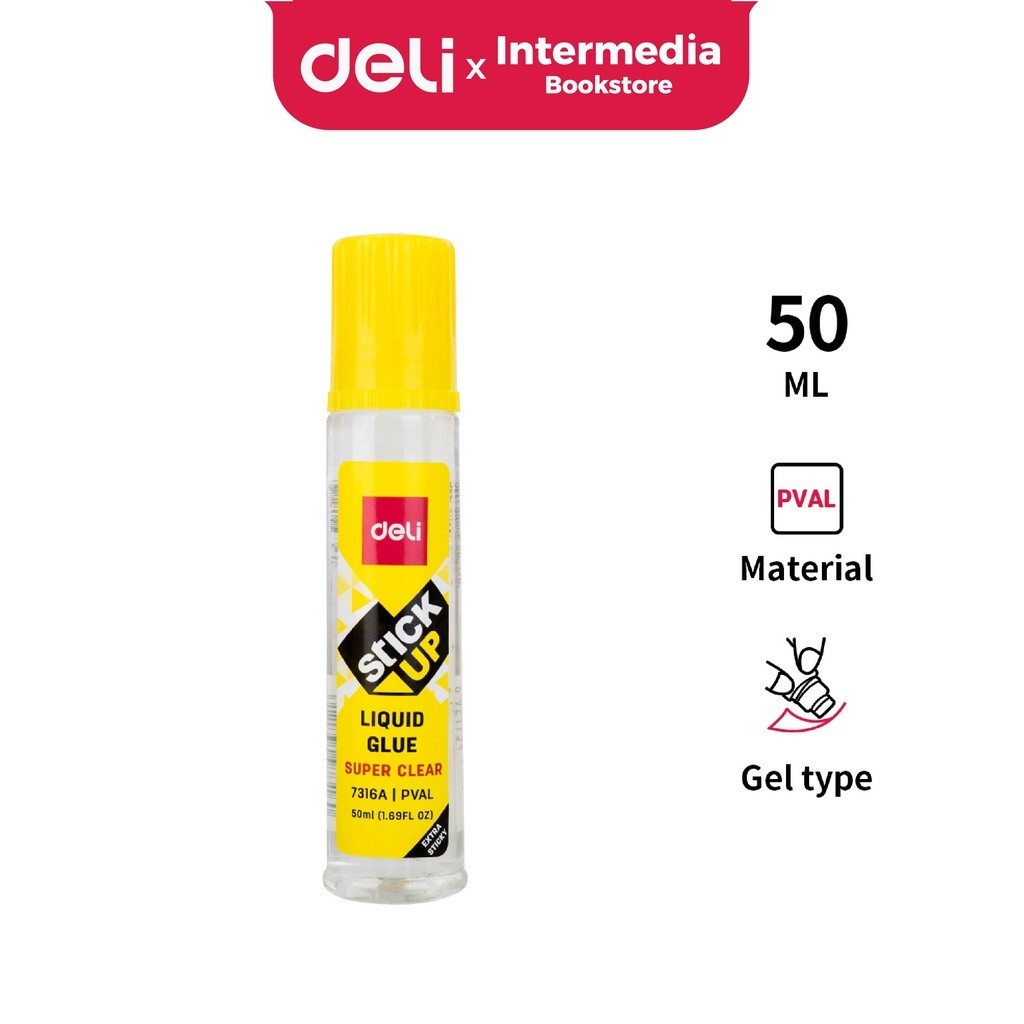 

Deli Liquid Glue E7316A / Lem Cair Merekat Kuat tidak berbau bisa di cuci 50 ml
