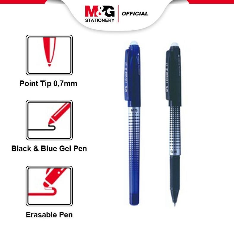 

yui-7 M&G Erasable Gel Pen Pulpen Gel 0.7 mm Pena yang dapat dihapus Tinta Hitam dan Biru Hemat