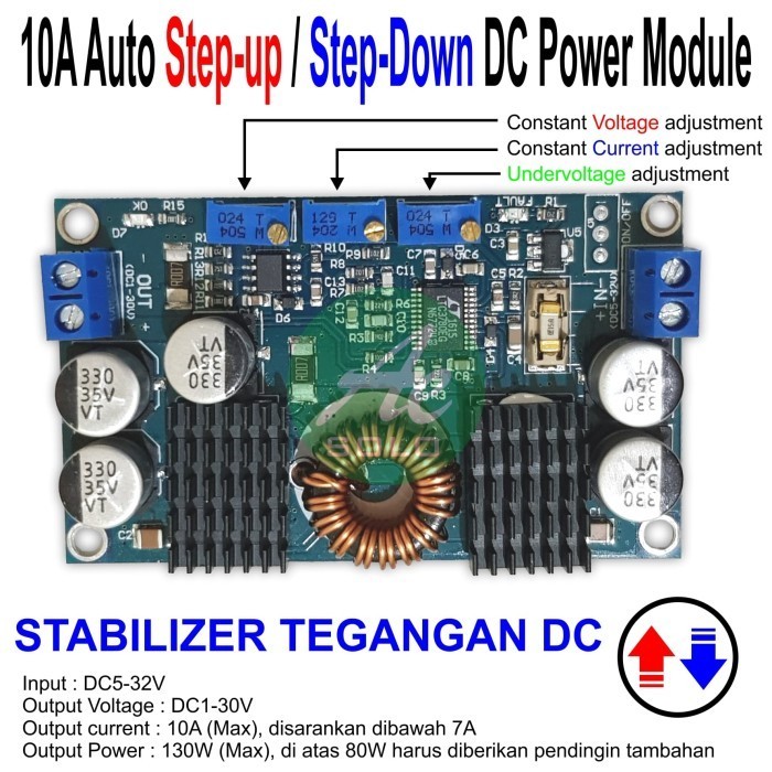Terlaris!! 10A Auto Buck/Boost Module Auto Step-Up Step-Down Ltc3780