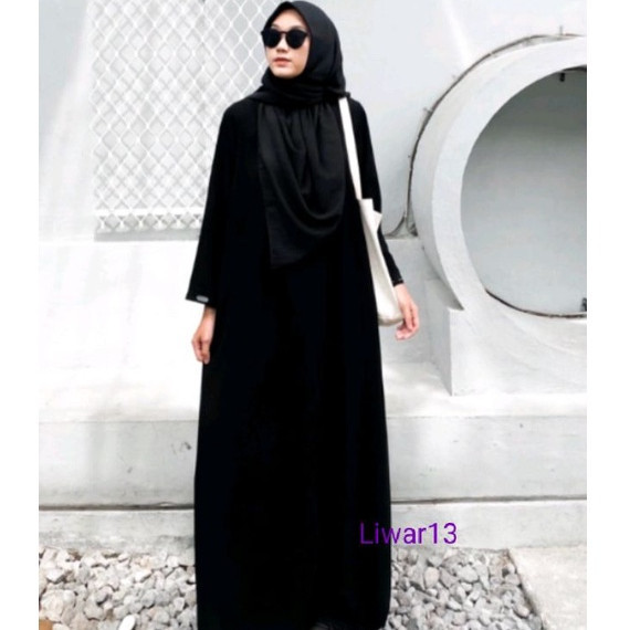 Gamis Simple dan Anggun // Baju Gamis Abaya polos hitam syari turki moderen simpel mewah cod