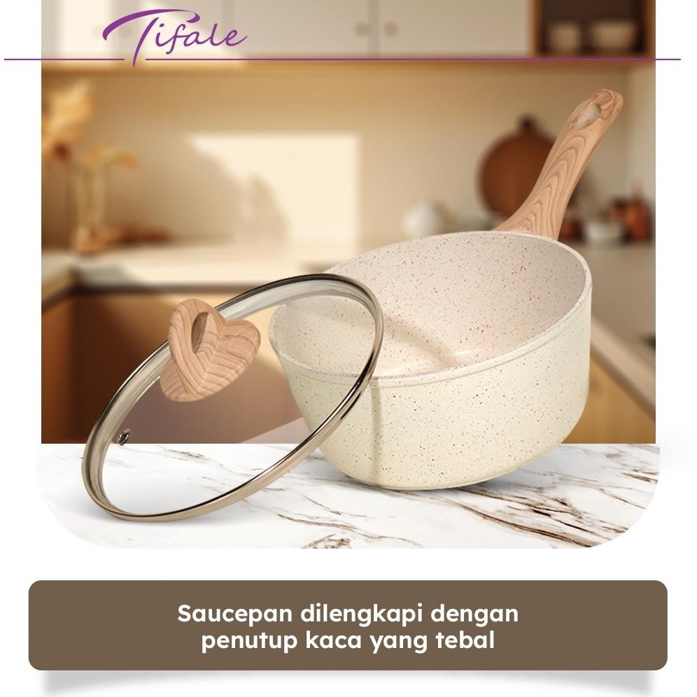 stok Tifale 3in1 Organic Creamly Cookware Marble CoatedAnti lengket Handle Bakelite Silicone Anti Le