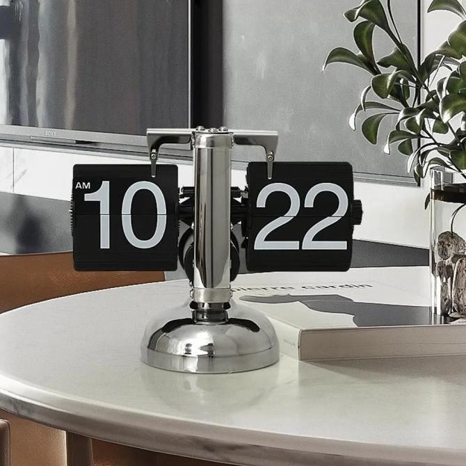 

Triple W Jam Meja Klasik Vintage Classic Table Clock Flip Decoration OS17