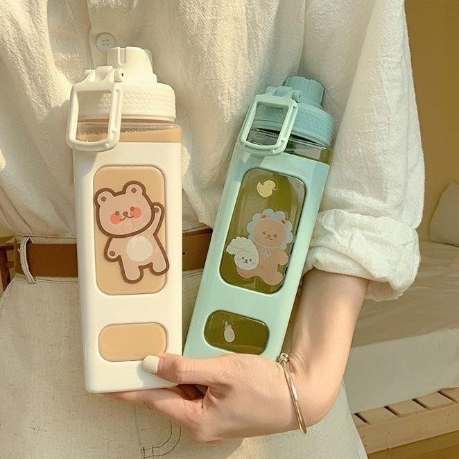 BOTOL MINUM CANTIK 900ML BPA FREE ANAK AIR BEAR STIKER 1LITER 1 LITER TUMBLER BOTOL MINUM ANAK SEKOL