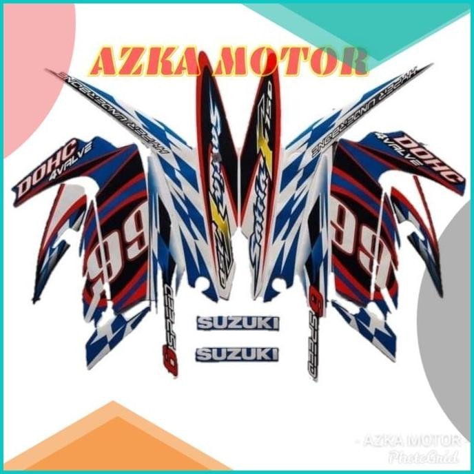 sticker Striping suzuki satria fu 2012 putih biru list fu barong 8JVLZ